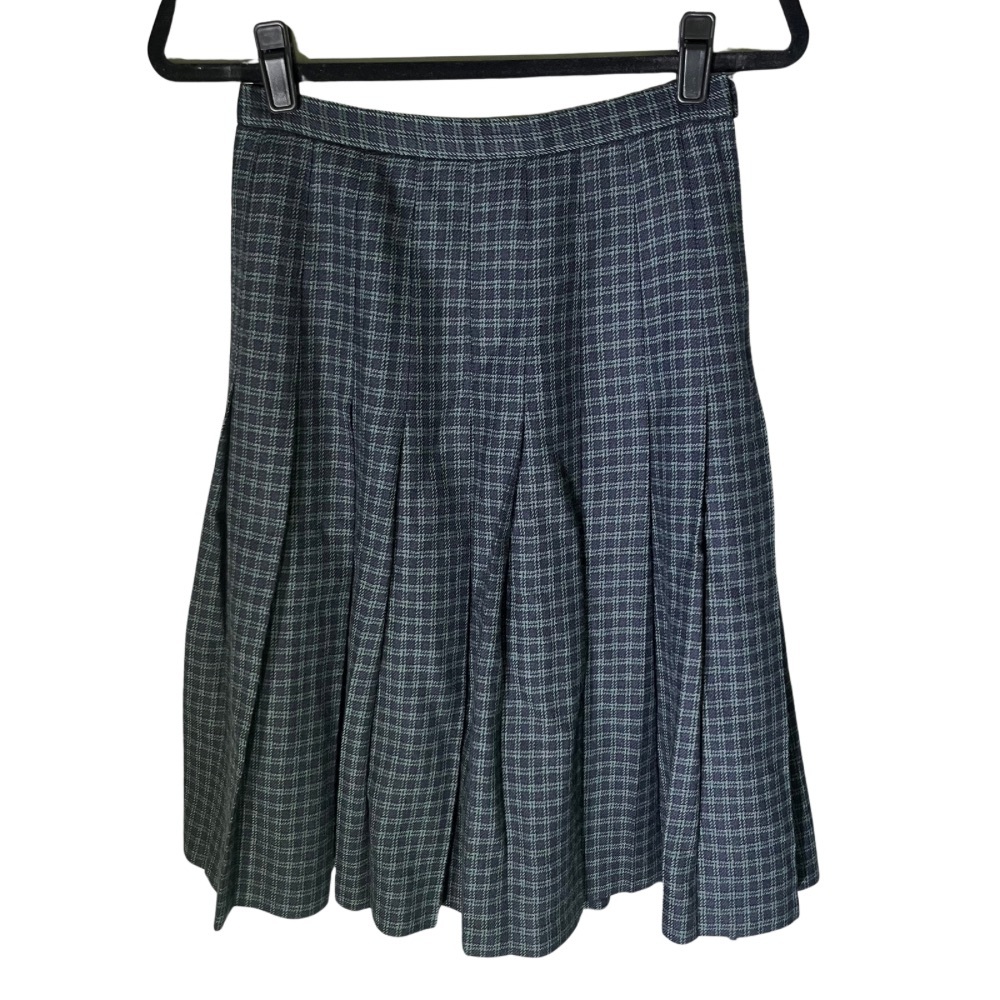 J. Crew Navy and Green Plaid A-Line Skirt